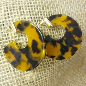 🍉3/$12 Jumbo faux loepard tortoise round hoop earrings